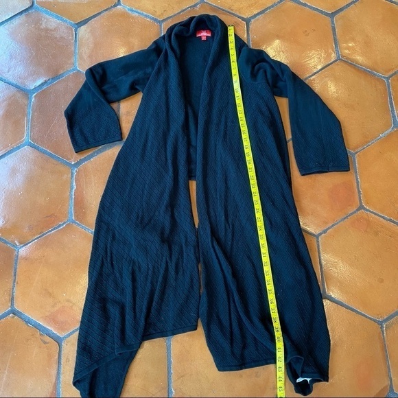 OSCAR DE LA RENTA Black Wool Cashmere Blend Long Open Cardigan Sweater Small S - Picture 6 of 8